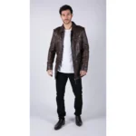 Mens Real Leather Safari Parka Coat Black Brown Tailored Fit Casual Jacket - Image 10