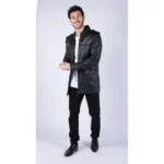 Mens Real Leather Safari Parka Coat Black Brown Tailored Fit Casual Jacket - Image 6
