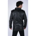 Mens Real Leather Safari Parka Coat Black Brown Tailored Fit Casual Jacket - Image 7