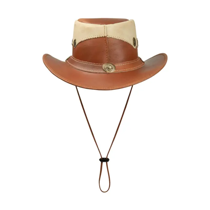 Leather Suede Hat Aussie Bush Cowboy Riding Classic Western Outback Brown - Image 2