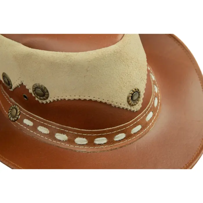 Leather Suede Hat Aussie Bush Cowboy Riding Classic Western Outback Brown - Image 3