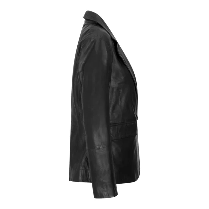 Womens Real Leather Blazer Jacket Short 1 Buton Brown Tan Black Classic Retro - Image 3