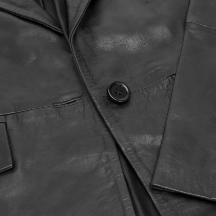 Womens Real Leather Blazer Jacket Short 1 Buton Brown Tan Black Classic Retro - Image 4