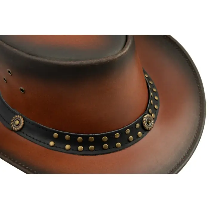 Australian Unisex Western Cowboy Outback Real Leather Aussie Bush Hat Vintage - Image 3