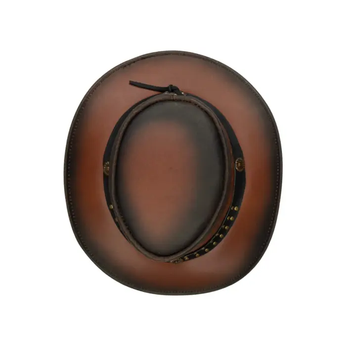 Australian Unisex Western Cowboy Outback Real Leather Aussie Bush Hat Vintage - Image 4