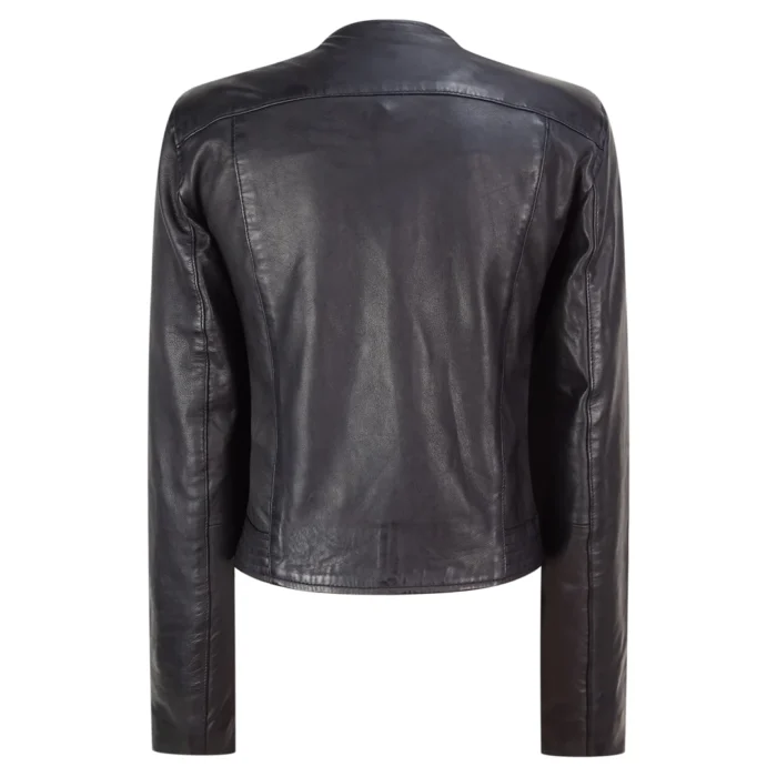 Ladies Real Leather Jacket Short Fitted Bikers Style Vintage Black Rock - Image 4