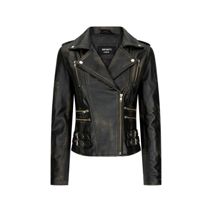 Womens Ladies Real Soft Leather Racing Style Biker Jacket - Image 5