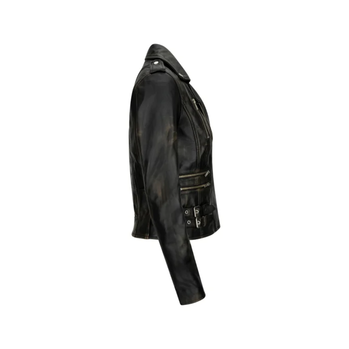 Womens Ladies Real Soft Leather Racing Style Biker Jacket - Image 6