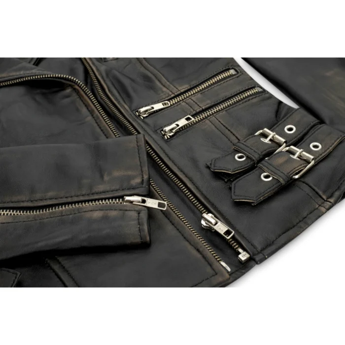 Womens Ladies Real Soft Leather Racing Style Biker Jacket - Image 7