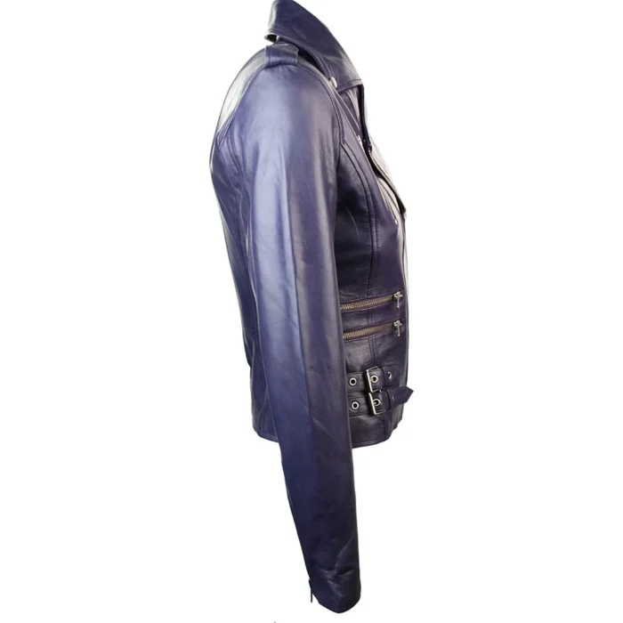 Womens Ladies Real Soft Leather Racing Style Biker Jacket - Image 43