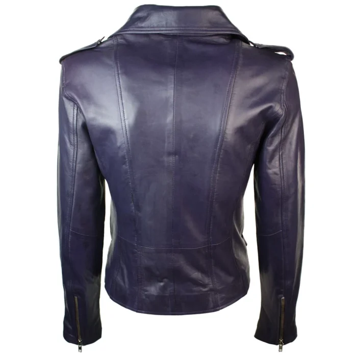 Womens Ladies Real Soft Leather Racing Style Biker Jacket - Image 44