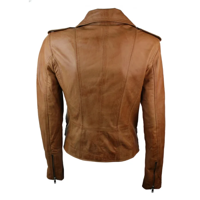 Womens Ladies Real Soft Leather Racing Style Biker Jacket - Image 36