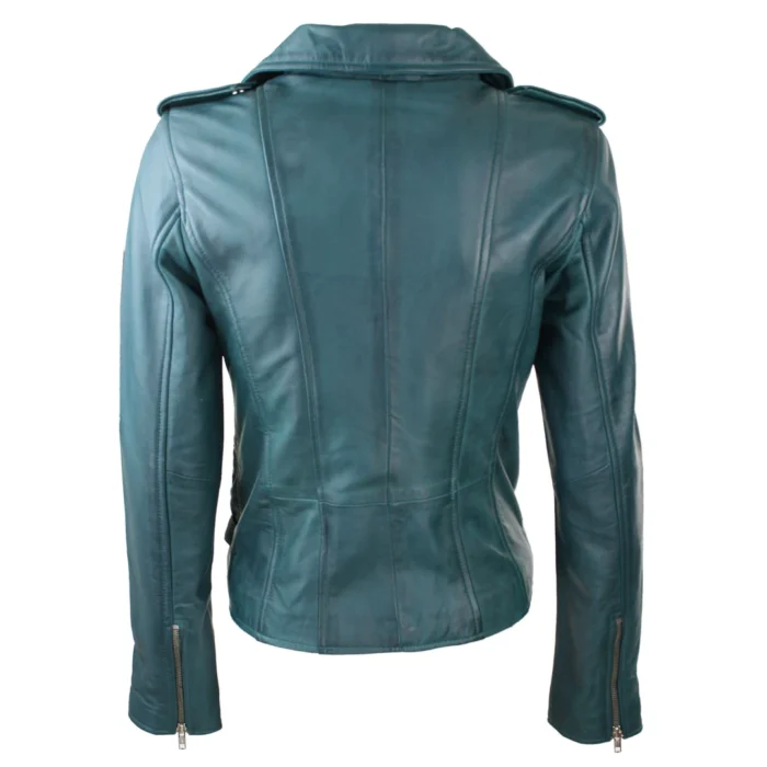 Womens Ladies Real Soft Leather Racing Style Biker Jacket - Image 40