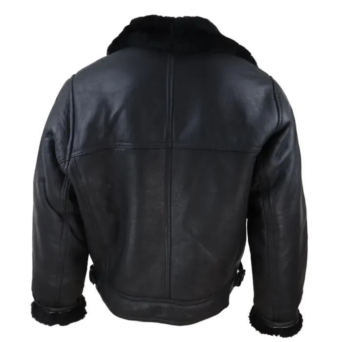 Mens Real Leather Sherling Cross Zip Sheepskin B3 Flying Pilot Jacket Warm Winter - Image 6