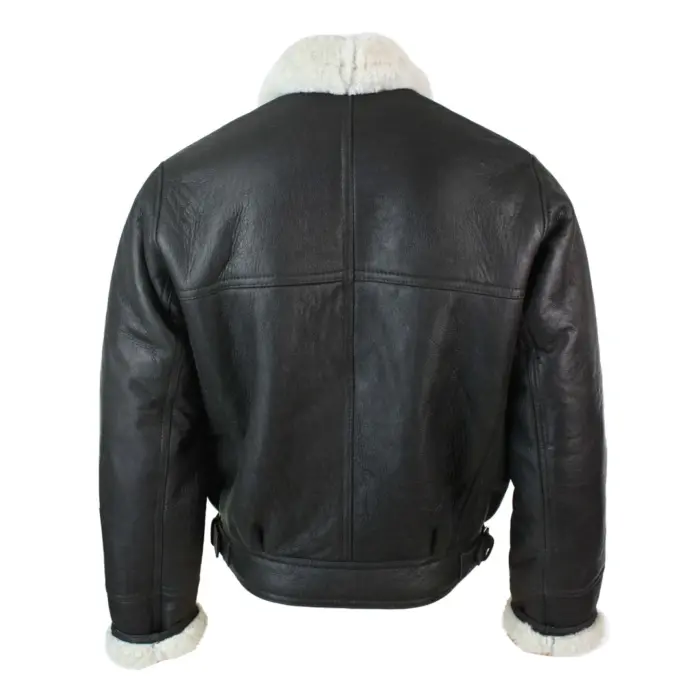 Mens Real Leather Sherling Cross Zip Sheepskin B3 Flying Pilot Jacket Warm Winter - Image 11