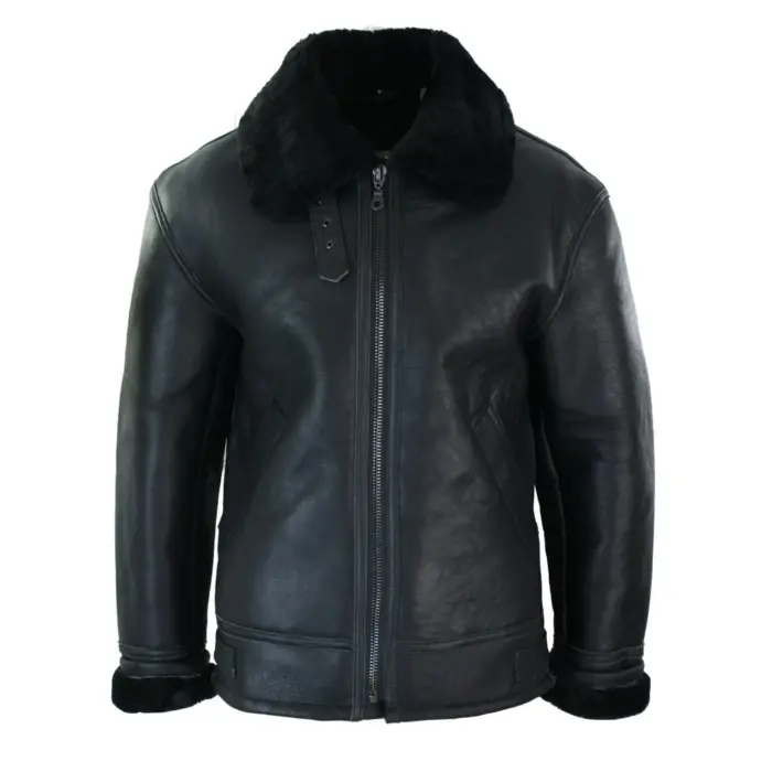 Mens Real Leather Sherling Sheepskin Original B3 Flying Pilot Jacket Warm Winter - Image 1