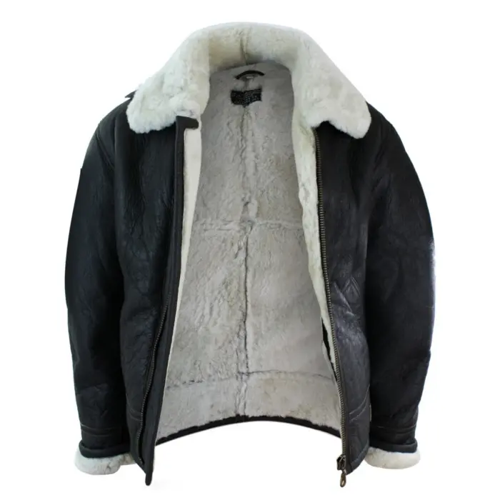 Mens Real Leather Sherling Sheepskin Original B3 Flying Pilot Jacket Warm Winter - Image 9