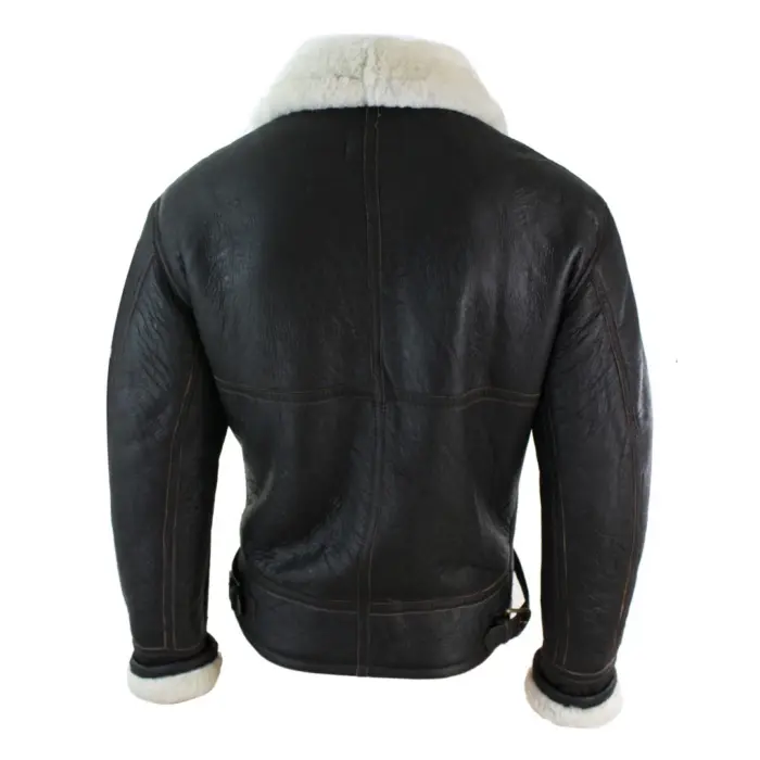 Mens Real Leather Sherling Sheepskin Original B3 Flying Pilot Jacket Warm Winter - Image 10
