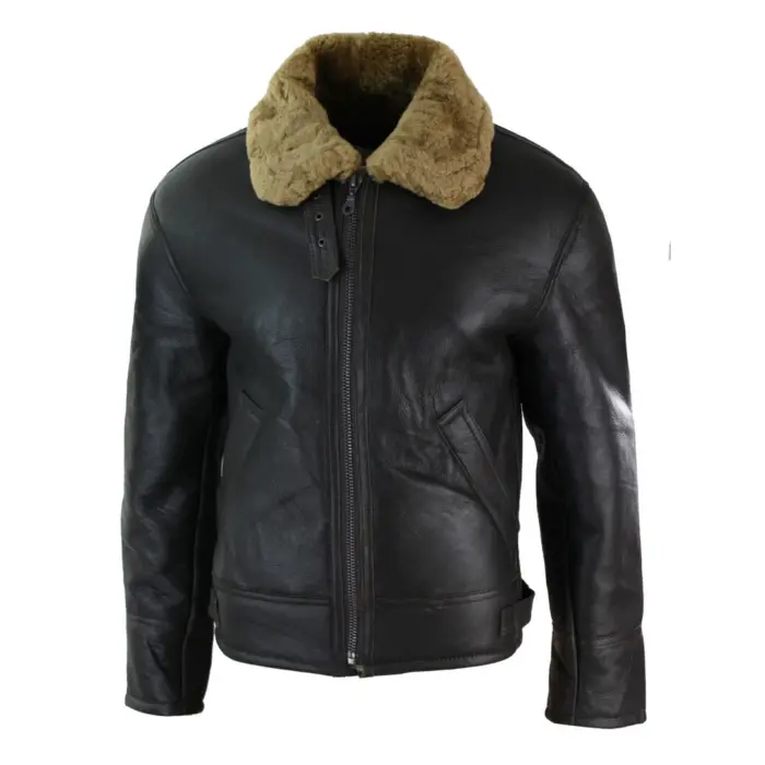 Mens Real Leather Sherling Sheepskin Original B3 Flying Pilot Jacket Warm Winter - Image 12