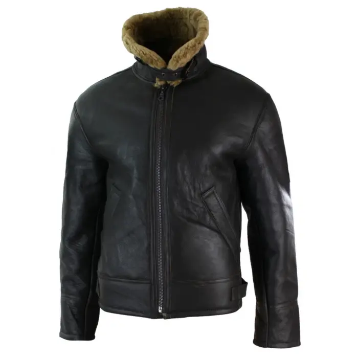Mens Real Leather Sherling Sheepskin Original B3 Flying Pilot Jacket Warm Winter - Image 13