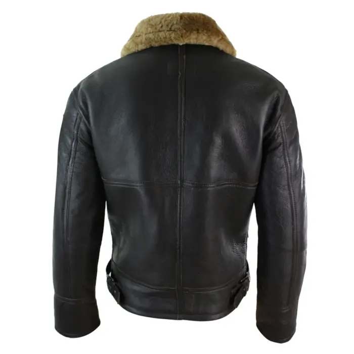 Mens Real Leather Sherling Sheepskin Original B3 Flying Pilot Jacket Warm Winter - Image 15