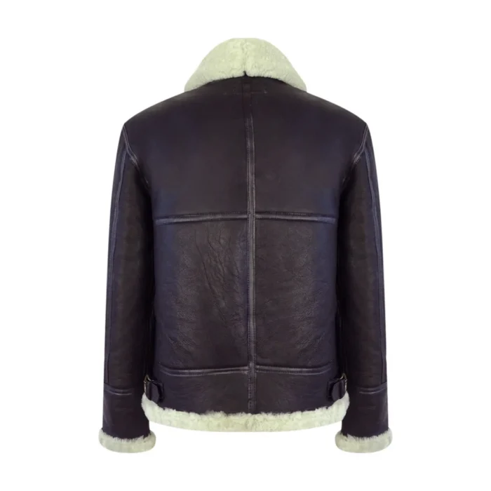Mens Vintage Brown Real Sheepskin Zip Flying Jacket Pilot Flight Ginger Cream - Image 7