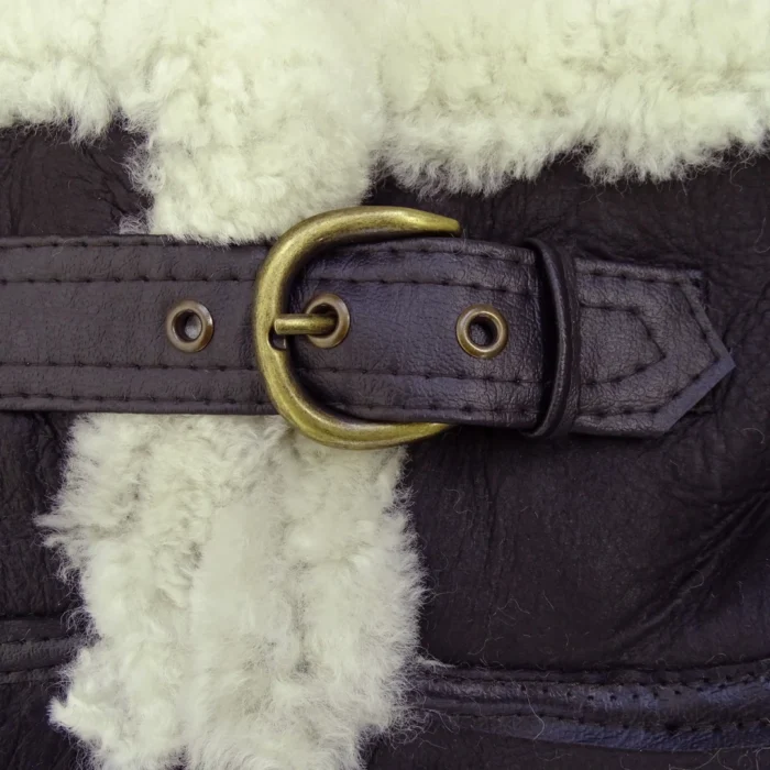 Mens Vintage Brown Real Sheepskin Zip Flying Jacket Pilot Flight Ginger Cream - Image 6