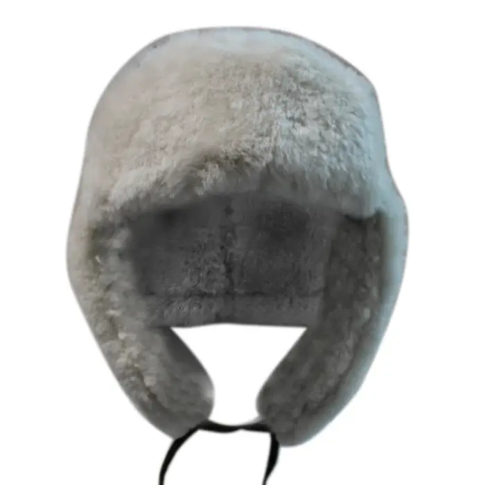 Mens Genuine Sheepskin Pilot Aviator Trapper Hat Brown Ginger Beige Flying - Image 6