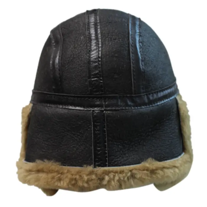Mens Genuine Sheepskin Pilot Aviator Trapper Hat Brown Ginger Beige Flying - Image 12