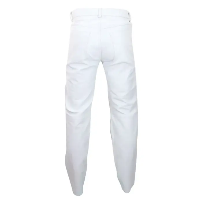 Mens Black White Real Leather Jeans Gold Zips Retro Classic Vintage Goth Punk - Image 11