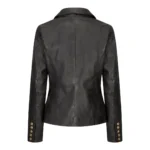 Womens Real Leather Jacket Short Retro Vintage Medieval Goth Punk Black Gold - Image 5