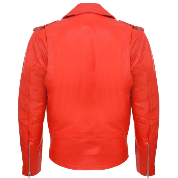 Mens Cow Hide Cross Zip Brando Biker Motorcycle Real Leather Jacket - Image 17