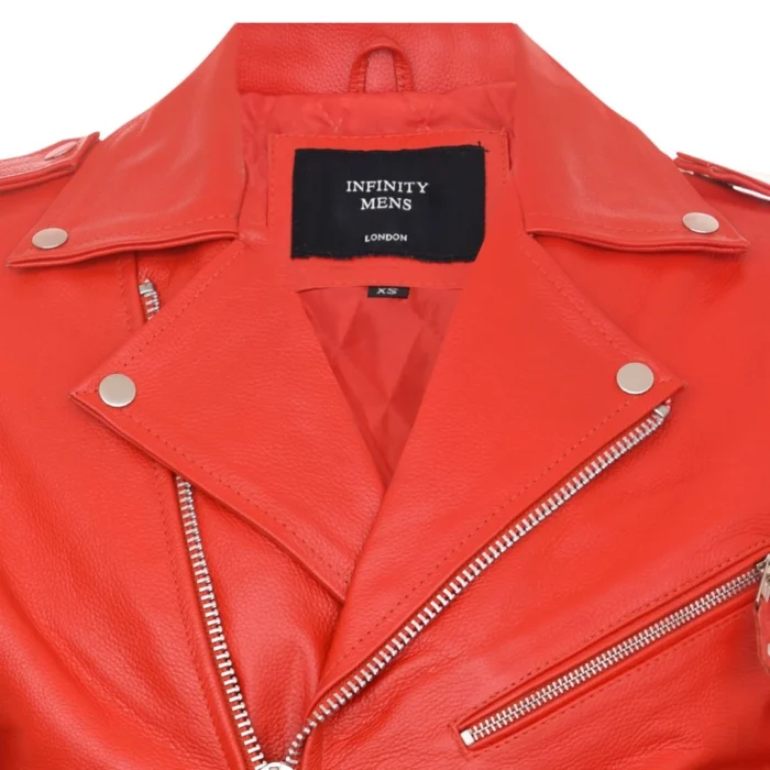 Mens Cow Hide Cross Zip Brando Biker Motorcycle Real Leather Jacket - Image 16