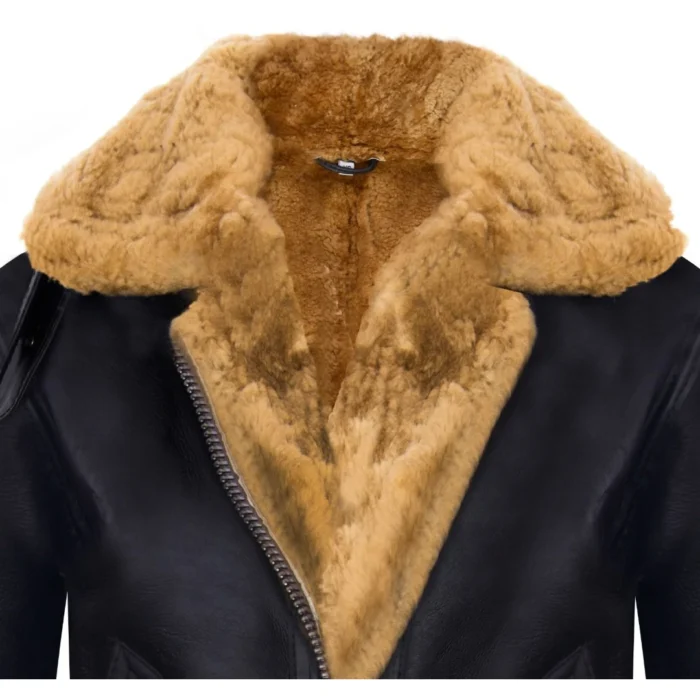 Ladies Aviator New Ginger Women's Hooded Real Shearling Sheepskin Leather Jacket - Image 4