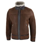 Mens Real Sherling Sheepskin Zip Pilot Flying Jacket Retro Vintage WW2 Tailored - Image 2