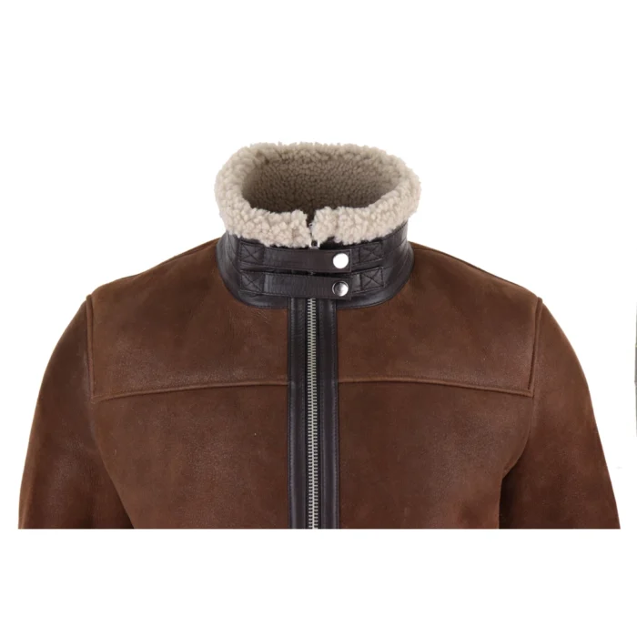 Mens Real Sherling Sheepskin Zip Pilot Flying Jacket Retro Vintage WW2 Tailored - Image 5