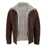 Mens Real Sherling Sheepskin Zip Pilot Flying Jacket Retro Vintage WW2 Tailored - Image 4