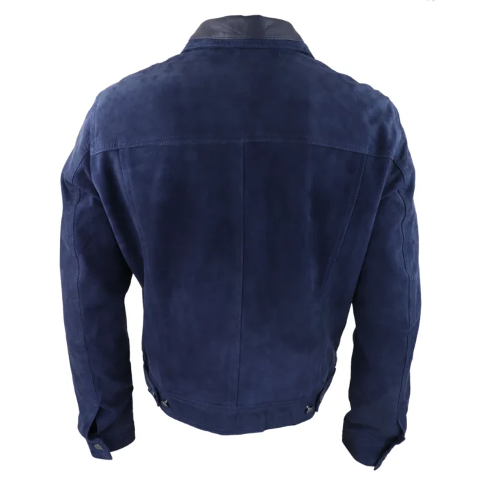 Mens Genuine Suede Jacket Leather Jeans Denim Short Mens Biker Classic VIntage - Image 9