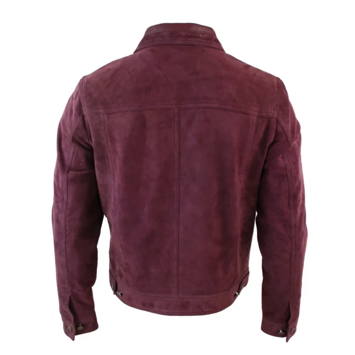 Mens Vintage Short Denim Style Retro Real Suede Leather Jean Jacket Casual - Image 17