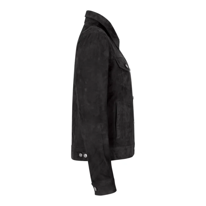 Womens Suede Vintage Retro Jeans Jacket Real Leather Short Biker Grease 1980s Classic - Image 2