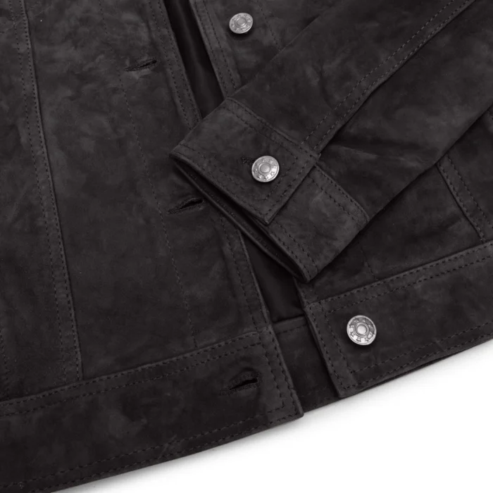 Womens Suede Vintage Retro Jeans Jacket Real Leather Short Biker Grease 1980s Classic - Image 4