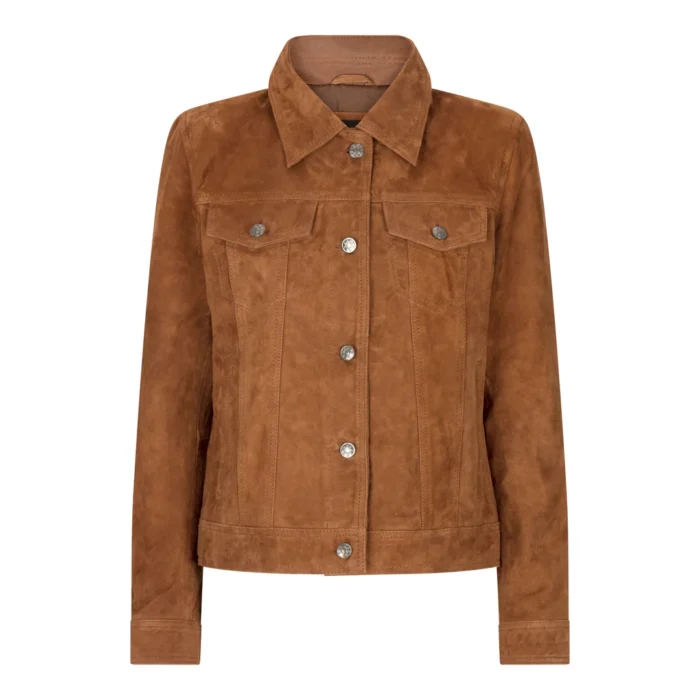 Womens Suede Vintage Retro Jeans Jacket Real Leather Short Biker Grease 1980s Classic - Image 5