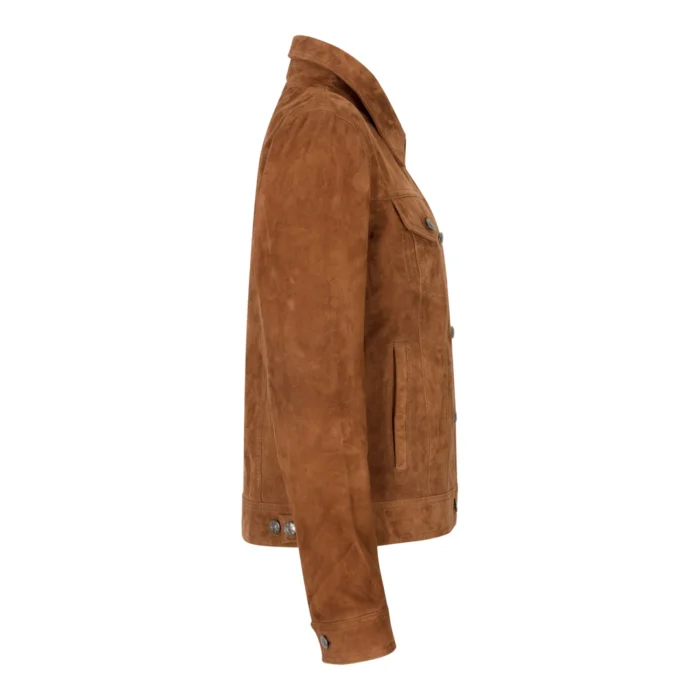 Womens Suede Vintage Retro Jeans Jacket Real Leather Short Biker Grease 1980s Classic - Image 9