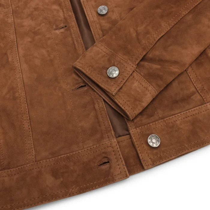 Womens Suede Vintage Retro Jeans Jacket Real Leather Short Biker Grease 1980s Classic - Image 7