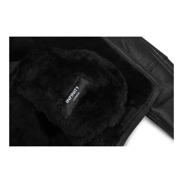 Ladies Vintage 100% Real Sheepskin Jacket Leather Biker Black Aviator Flying - Image 2