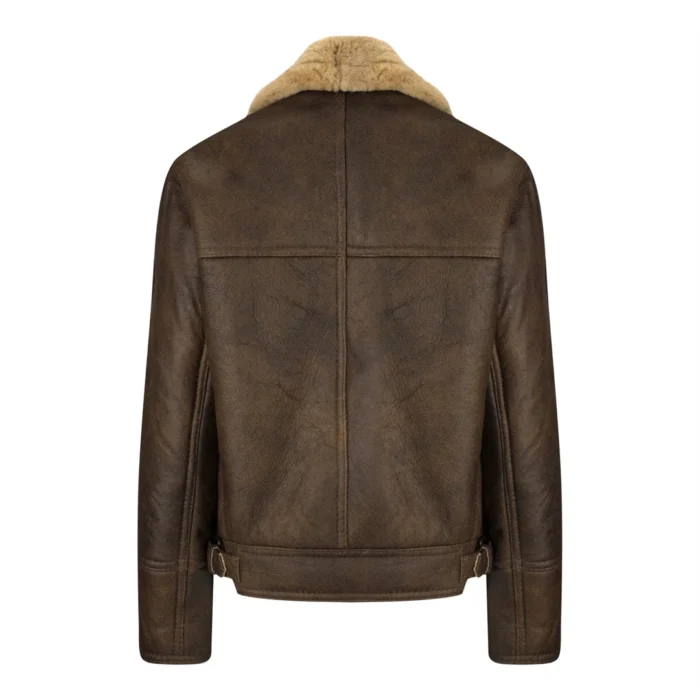Ladies Winter 100% Real Sheepskin Leather Camel Brown Ginger Aviator Jacket - Image 3
