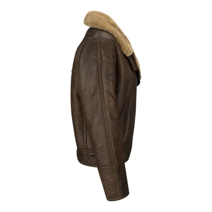 Ladies Winter 100% Real Sheepskin Leather Camel Brown Ginger Aviator Jacket - Image 2