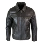 Mens Classic Real Leather Soft Hide Zipped Collar Box Jacket Smart Casual Fit - Image 10