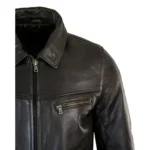 Mens Classic Real Leather Soft Hide Zipped Collar Box Jacket Smart Casual Fit - Image 14