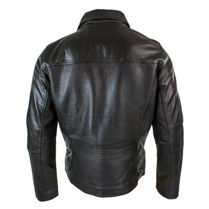 Mens Classic Real Leather Soft Hide Zipped Collar Box Jacket Smart Casual Fit - Image 12